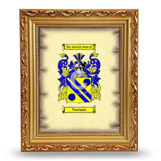 Varvaris Coat of Arms Framed - Gold