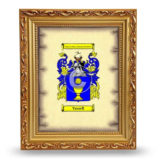 Vassell Coat of Arms Framed - Gold