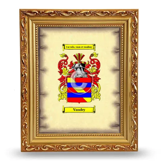 Vaudry Coat of Arms Framed - Gold