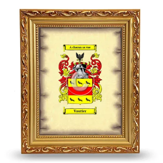Vautier Coat of Arms Framed - Gold