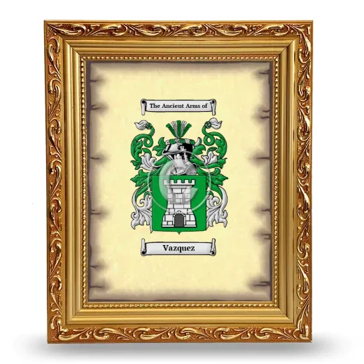 Vazquez Coat of Arms Framed - Gold