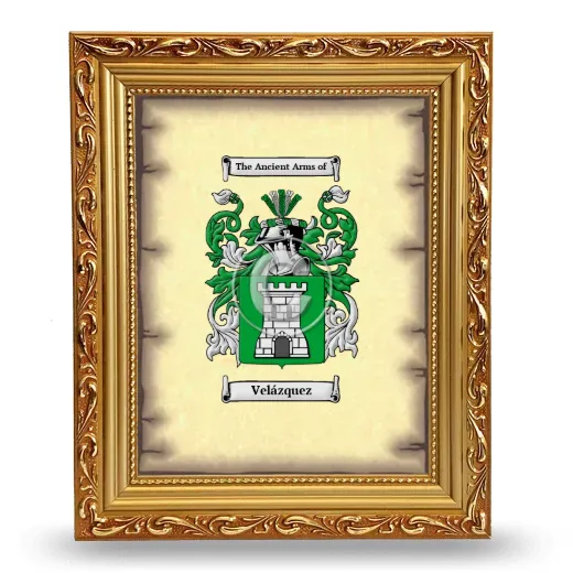 Velázquez Coat of Arms Framed - Gold