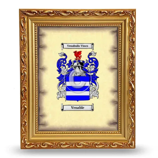 Venable Coat of Arms Framed - Gold