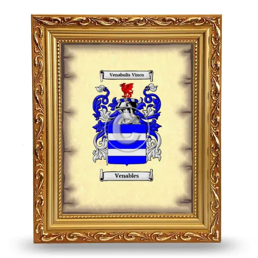 Venables Coat of Arms Framed - Gold