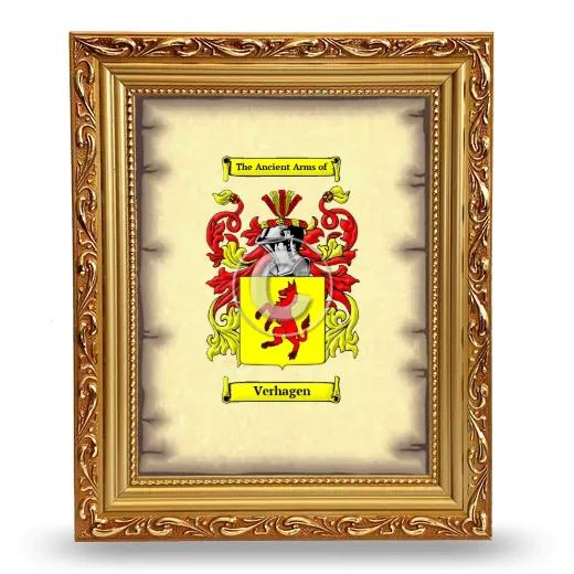 Verhagen Coat of Arms Framed - Gold