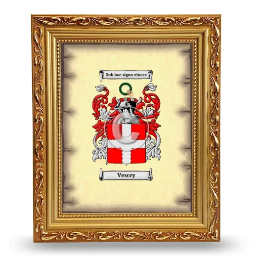 Vescey Coat of Arms Framed - Gold