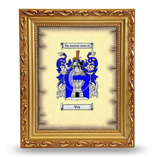 Vey Coat of Arms Framed - Gold