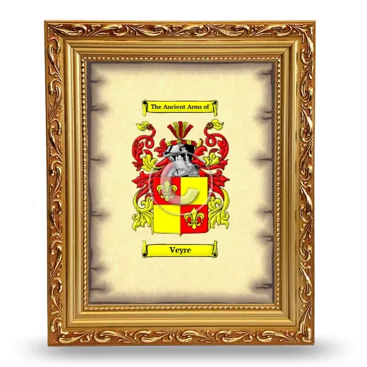 Veyre Coat of Arms Framed - Gold
