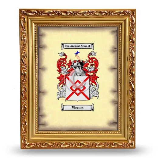 Viccars Coat of Arms Framed - Gold