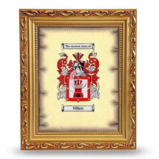 Villate Coat of Arms Framed - Gold