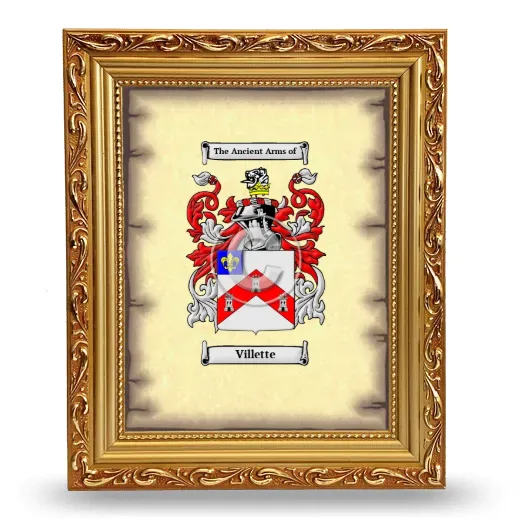 Villette Coat of Arms Framed - Gold
