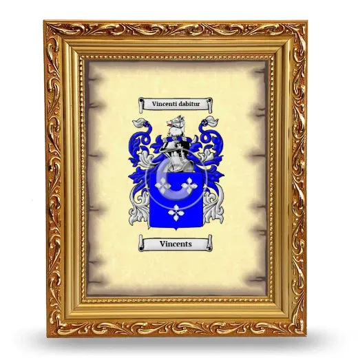 Vincents Coat of Arms Framed - Gold