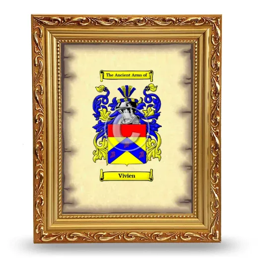 Vivien Coat of Arms Framed - Gold
