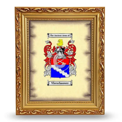 Vleeschauwer Coat of Arms Framed - Gold