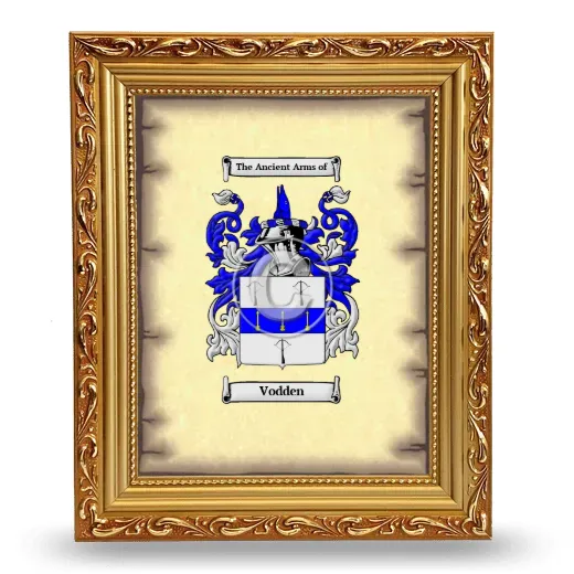 Vodden Coat of Arms Framed - Gold