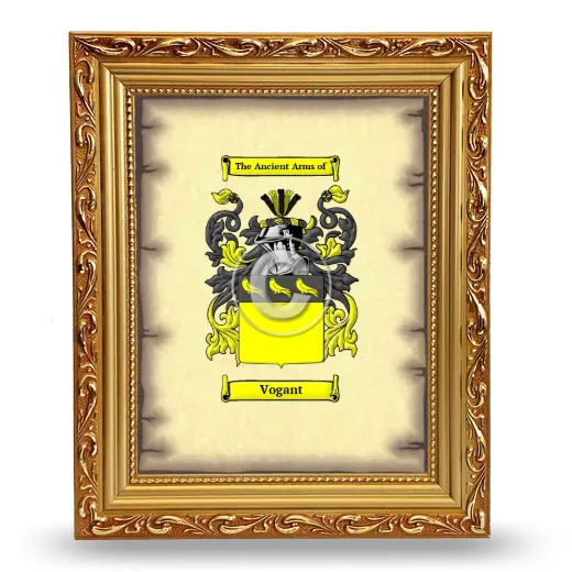 Vogant Coat of Arms Framed - Gold