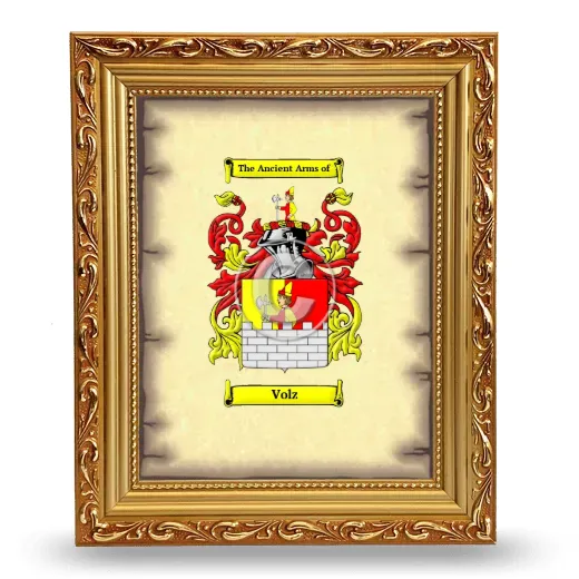Volz Coat of Arms Framed - Gold