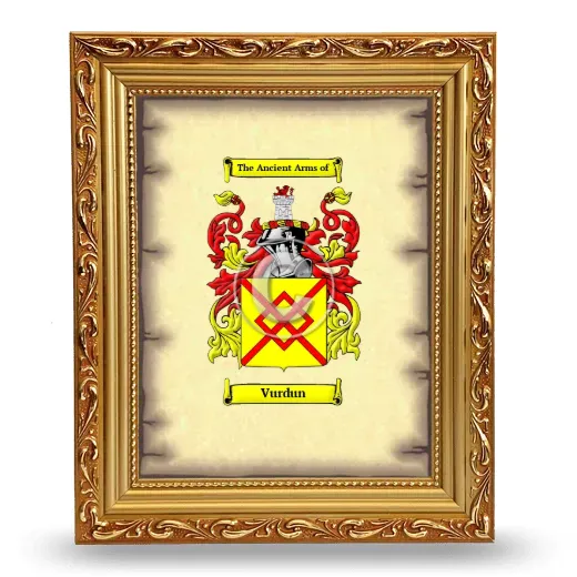 Vurdun Coat of Arms Framed - Gold
