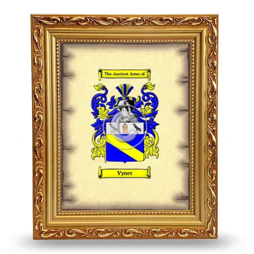 Vyner Coat of Arms Framed - Gold