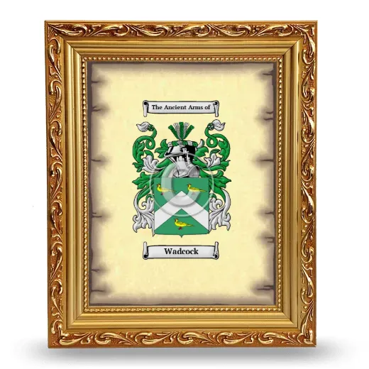 Wadcock Coat of Arms Framed - Gold
