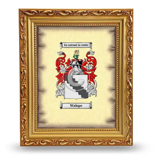 Walope Coat of Arms Framed - Gold