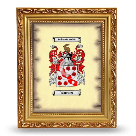 Warriner Coat of Arms Framed - Gold
