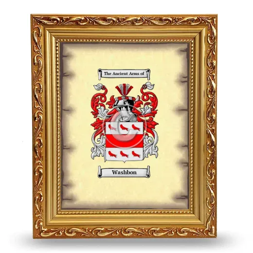 Washbon Coat of Arms Framed - Gold
