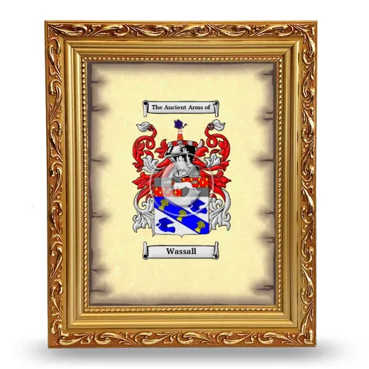 Wassall Coat of Arms Framed - Gold
