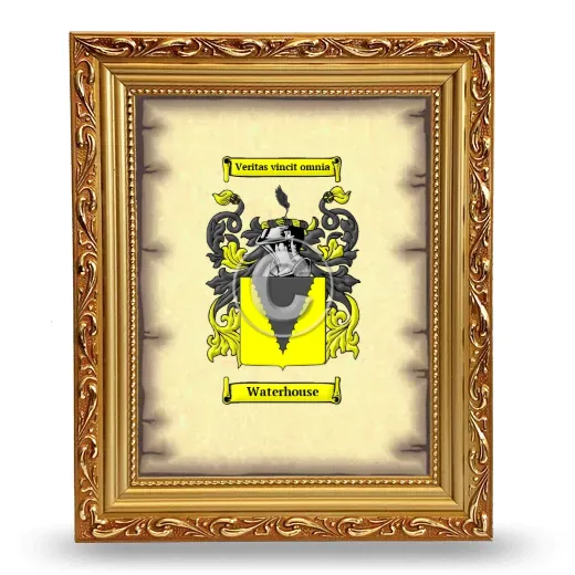 Waterhouse Coat of Arms Framed - Gold