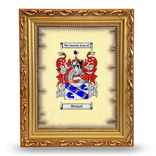 Weasel Coat of Arms Framed - Gold