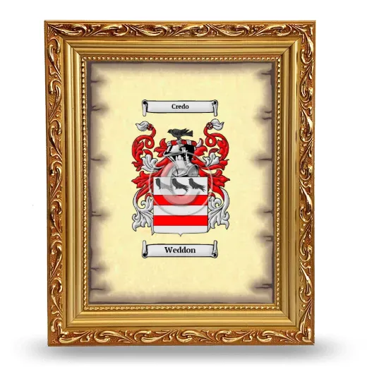 Weddon Coat of Arms Framed - Gold