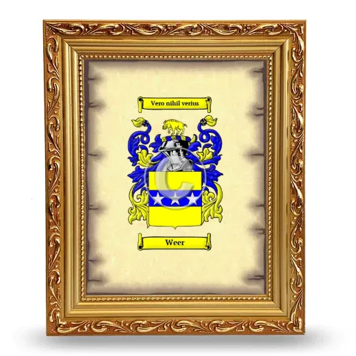 Weer Coat of Arms Framed - Gold