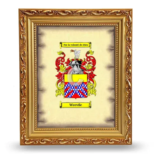 Weevile Coat of Arms Framed - Gold