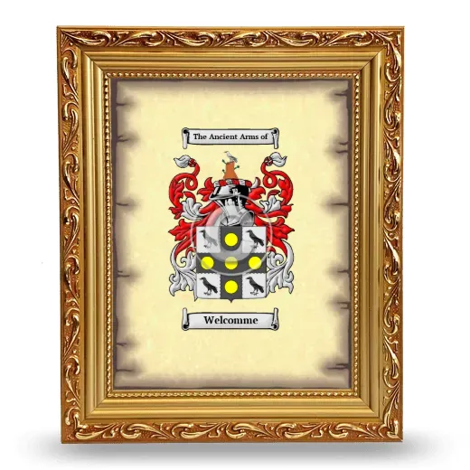 Welcomme Coat of Arms Framed - Gold