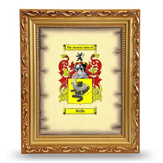 Wells Coat of Arms Framed - Gold