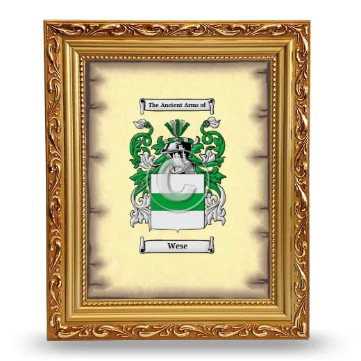 Wese Coat of Arms Framed - Gold