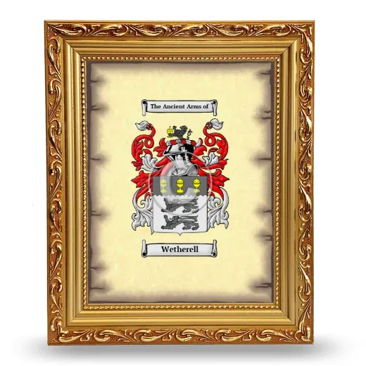 Wetherell Coat of Arms Framed - Gold
