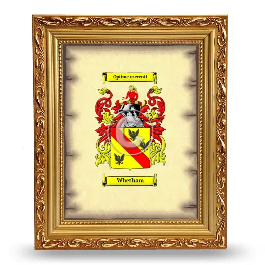 Whetham Coat of Arms Framed - Gold