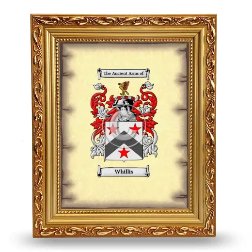 Whillis Coat of Arms Framed - Gold