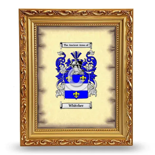 Whitcher Coat of Arms Framed - Gold