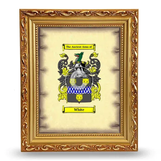 White Coat of Arms Framed - Gold
