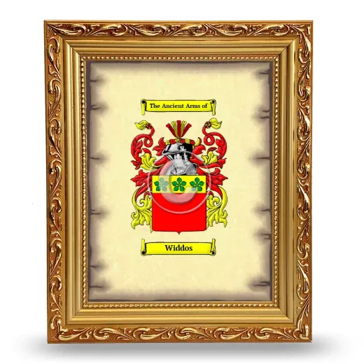 Widdos Coat of Arms Framed - Gold