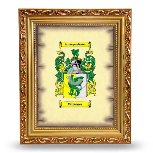 Wilkenes Coat of Arms Framed - Gold