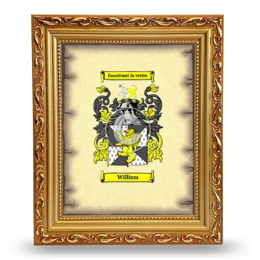 William Coat of Arms Framed - Gold
