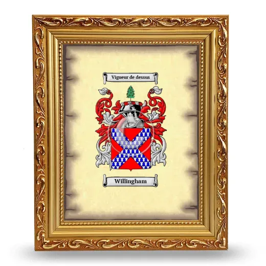 Willingham Coat of Arms Framed - Gold