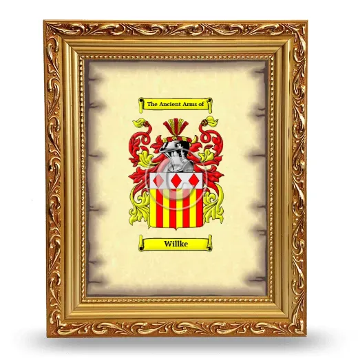 Willke Coat of Arms Framed - Gold