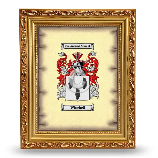 Winchell Coat of Arms Framed - Gold