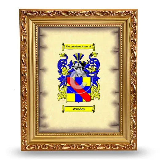 Windes Coat of Arms Framed - Gold