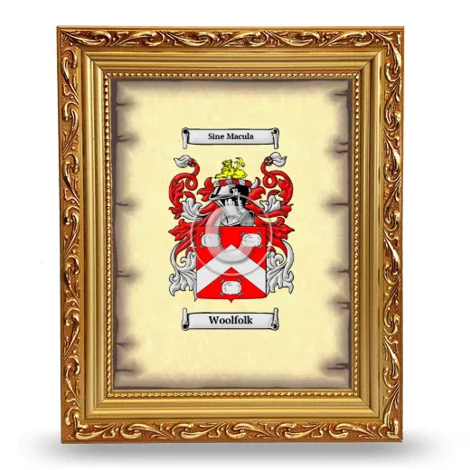 Woolfolk Coat of Arms Framed - Gold