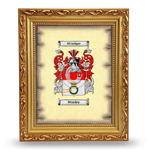 Wordey Coat of Arms Framed - Gold